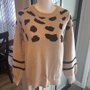New With Tags…Boutique Animal Print/Stripe Poly/Acyrlic Blend Sweater